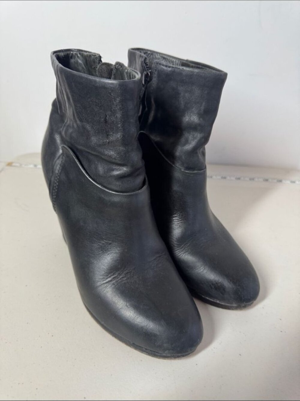 Rag & Bone Leather Ankle Boots Black EU 40 Block Heel Minimalist Chic Western - Picture 14 of 16